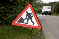 image depicting Emergency roadworks sign